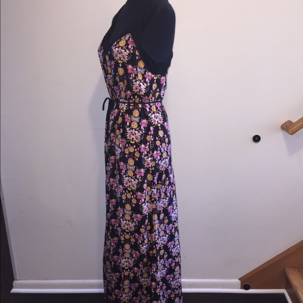 Black Floral Festival Boho Summer Maxi Lace Long Dress Small Medium - Picture 4 of 6